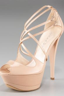 Casadei Crisscross Patent Platform Sandal - Lyst