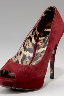 Dolce & Gabbana Leopard-lined Suede Peep-toe Pump - Lyst