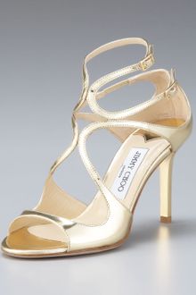 Jimmy Choo Mirrored Leather Crisscross Sandal - Lyst