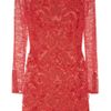 Matthew Williamson Rainbow Satin and Crochetappliquéd Lace Dress in Pink (coral) - Lyst