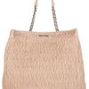 Miu Miu Matelassé Leather Tote in Beige (powder) - Lyst