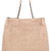 Miu Miu Matelassé Leather Tote in Beige (powder) - Lyst