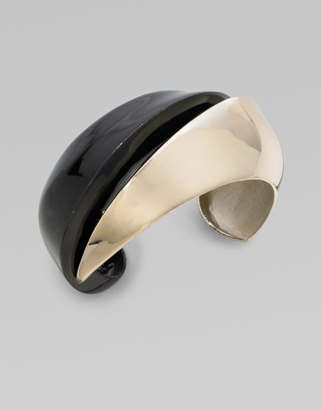 Vionnet TwoTone Cuff Bracelet in Gold (black) - Lyst