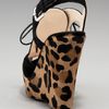 Prada Laceup Wedge Sandal in Black (black leopard) - Lyst