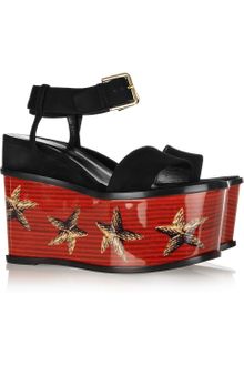 Yves Saint Laurent Suede Starfish Platform Wedges - Lyst