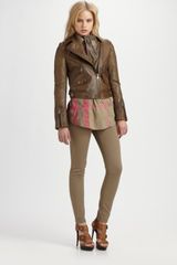 Burberry Brit Cropped Moto Leather Jacket
