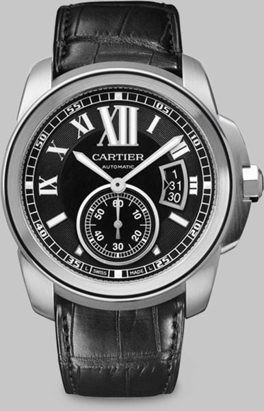 Cartier Calibre De Stainless Steel Watch On Alligator Strap in Black - Lyst