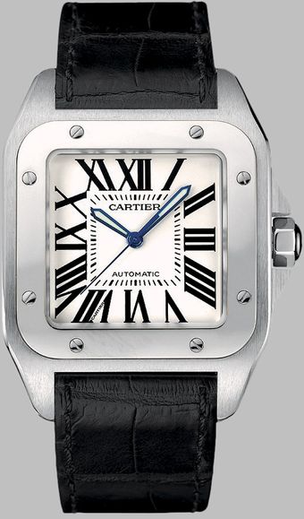 Cartier Santos 100 Stainless Steel Watch On Strap, Large - Lyst