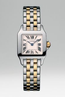 Cartier Santos Demoiselle Stainless Steel Watch On Stainless Steel & 18k Yellow Gold Bracelet, Small - Lyst