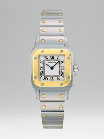 Cartier Santos Galbee Stainless Steel and 18k Yellow Gold Watch On Bracelet, Small - Lyst