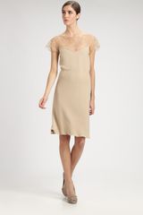 Valentino Flutter Sleeve Lace-topped Dress