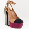 Yves Saint Laurent Colorblock Sling Pump in Brown (clay/ red/ black suede) - Lyst