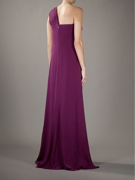 Gucci One Shoulder Embellished Evening Dress in Purple