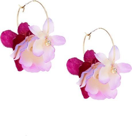 Asos Collection Limited Edition Fabric Flower Hoops in Purple - Lyst