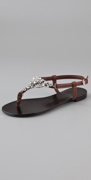  T Strap Jeweled Sandals 