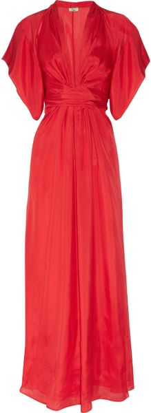 Issa Silksatin Kimono Maxi Dress in Red (poppy) - Lyst