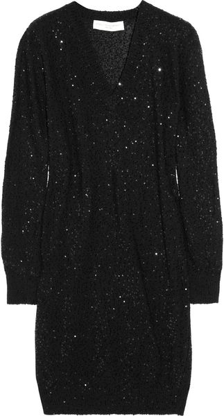  Sequined Cotton-blend Sweater Dress 
