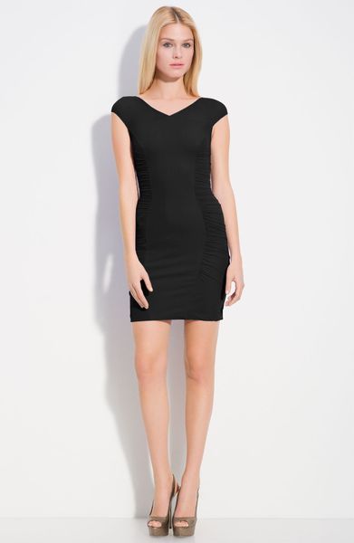 Versus Ruched Jersey Dress in Black - Lyst