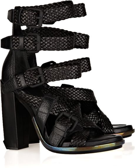 Alexander Wang Petra Texturedleather Sandals in Black - Lyst