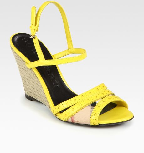 Sandals Wedge Yellow sandals  Leather Slingback wedge slingback burberry in Lyst  Espadrille leather Burberry