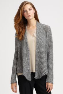 Eileen Fisher Mohair/wool Rib-knit Cardigan - Lyst