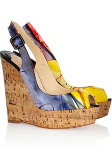Christian Louboutin Une Plume 140 Patent-leather and Cork Wedges - Lyst