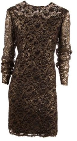 Marchesa Dress in Brown (blk/gld) - Lyst