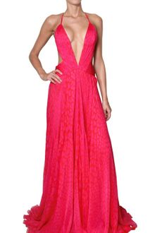 Roberto Cavalli Leopard Print Silk Chiffon Long Dress - Lyst