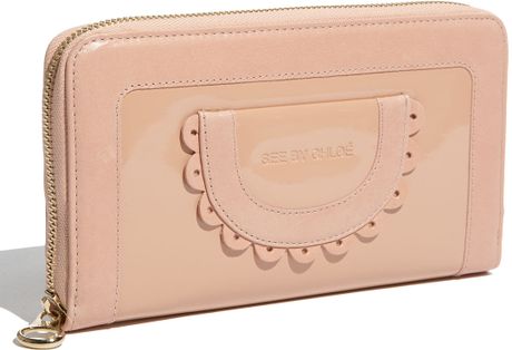 See By Chloé Patent Zip Around Wallet in Pink (annette (pink)) - Lyst