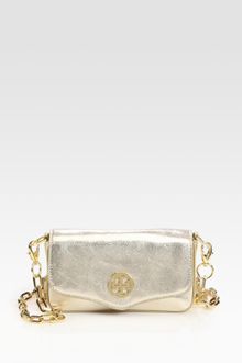 Tory Burch Foldover Metallic Leather Mini Bag - Lyst