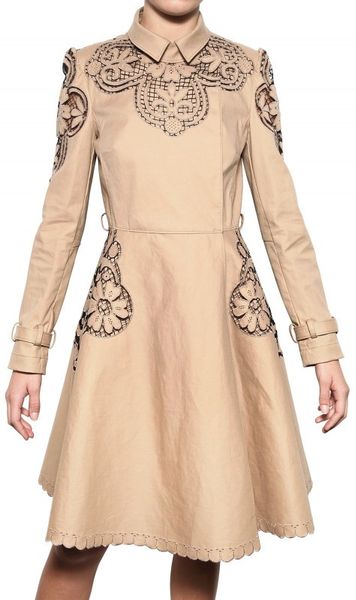 Valentino Embroidered Light Weight Trench Coat in Beige - Lyst