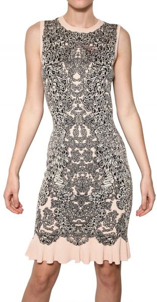 Alexander McQueen Viscose Silk Jacquard Knit Dress - Lyst