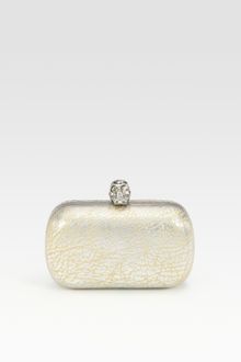 Alexander McQueen Metallic Leather Skull Box Clutch - Lyst