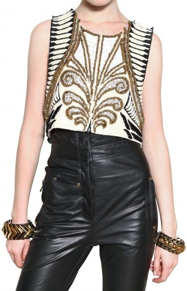 Balmain Emroidery Brode On Silk Top in Multicolor (multi) - Lyst