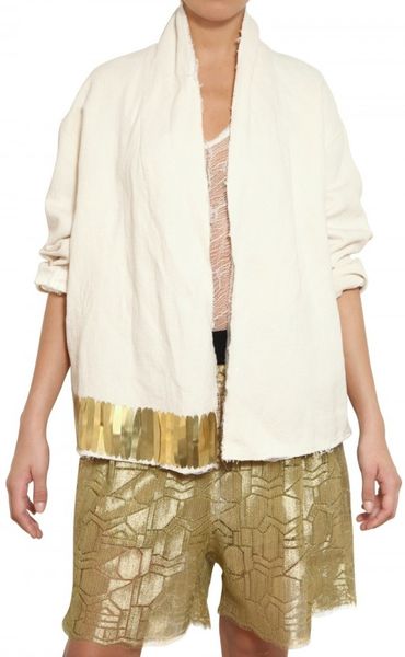 Damir Doma Brass Embellished Cotton Canvas Jacket in White - Lyst