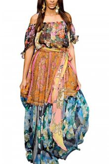D&G Chiffon Scarf Print Patchwork Long Dress - Lyst