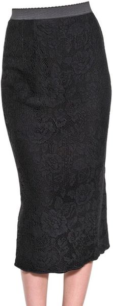 Dolce & Gabbana Long Pencil Viscose Lace Skirt in Black - Lyst