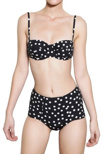  Pois Print Lycra Briefs Bathing Suit 