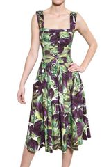 Dolce & Gabbana Aubergine Print Fitand Flare Dress