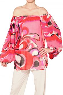 Emilio Pucci Printed Silk Georgette Top - Lyst