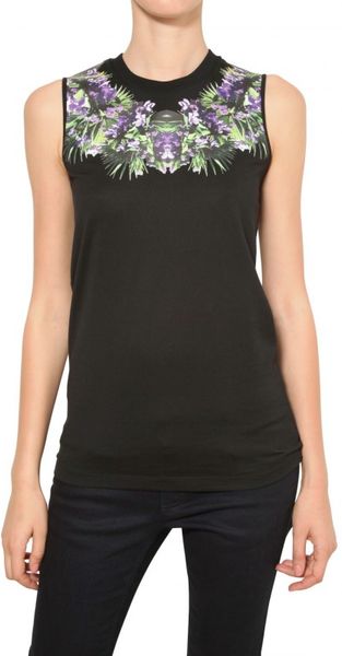 Givenchy Orchid Print Cotton Jersey Tank Top in Black - Lyst
