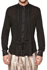 John Galliano Satin Linen and Jersey Shirt