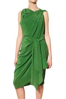 Lanvin Draped Silk Satin Dress - Lyst