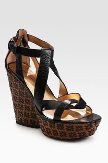 Marc By Marc Jacobs Woven Multi-tone Leather Wedge Sandals - Lyst
