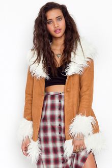 Nasty Gal Bridget Shearling Coat - Lyst