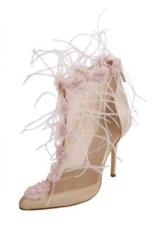 Oscar de la Renta Mesh Bootie with Feather and Floral Embroidery - Lyst