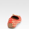 Tory Burch Prescot Woven Leather Bow Ballet Flats in Orange (natural-almond) - Lyst