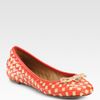 Tory Burch Prescot Woven Leather Bow Ballet Flats in Orange (natural-almond) - Lyst