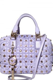 Versace Baroque Stitched Studded Napp Top Handle - Lyst