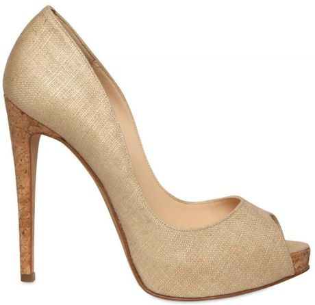 Alexandre Birman 120mm Linen & Cork Open Toe Pumps in Beige (natural) - Lyst